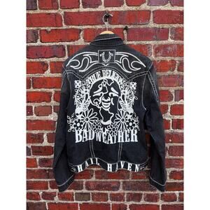 True Religion Chief Keef Bad Weather TRT Black Denim Jacket Size Medium